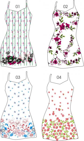 4 DESENHOS VESTIDOS - COD. 001